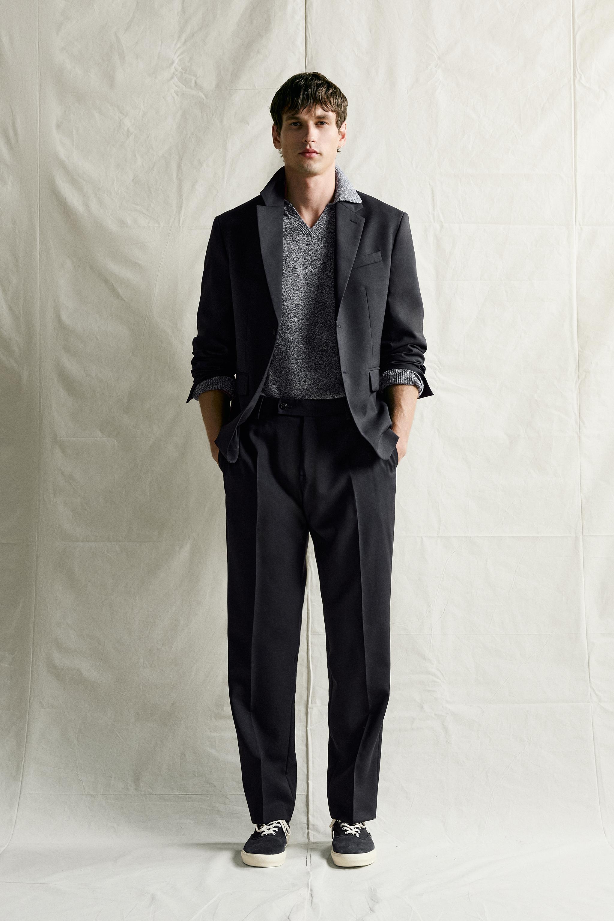 100% WOOL REGULAR FIT SUIT TROUSERS